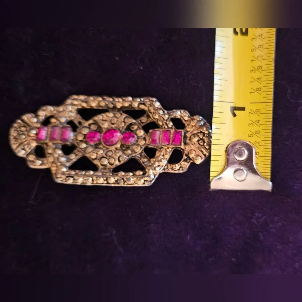 Vintage Gold tone and Red Brooch Pin